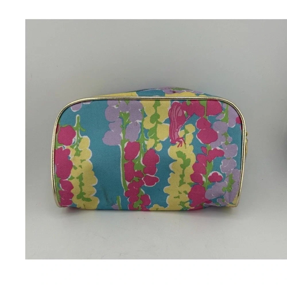 Lilly Pulitzer Makeup Bag Womens Blue Floral Estee Lauder Collab Cosmetic Pouch